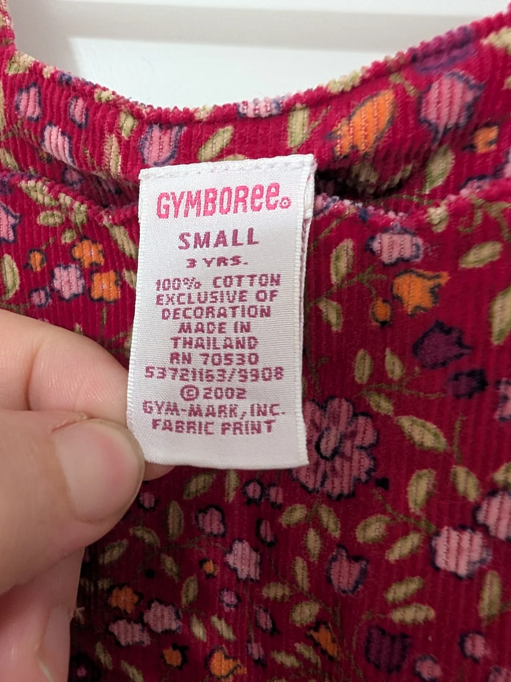 Vintage Gymboree Apple for the Teacher Floral Corduroy Jumper Dress 3T